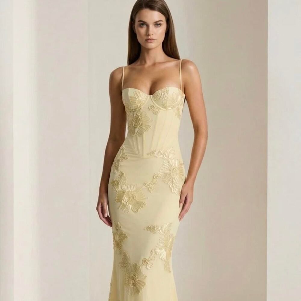 Yellow Sun Kissed Floral Dream Dress by Kiss Prom-NWT-Size 2/4